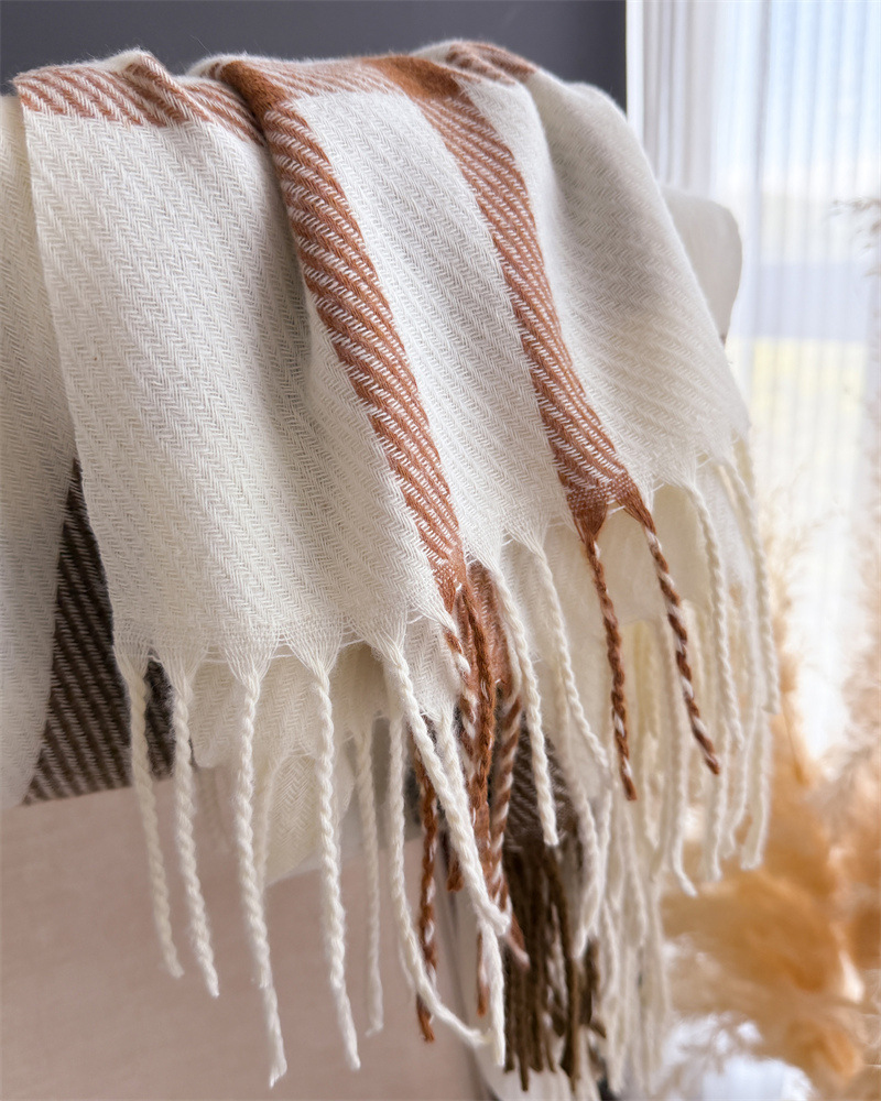 Écharpe de luxe chaude pour l'hiver, châle pashmina à franges, écharpe en imitation cachemire pour l'automne, couverture élégante pour femmes