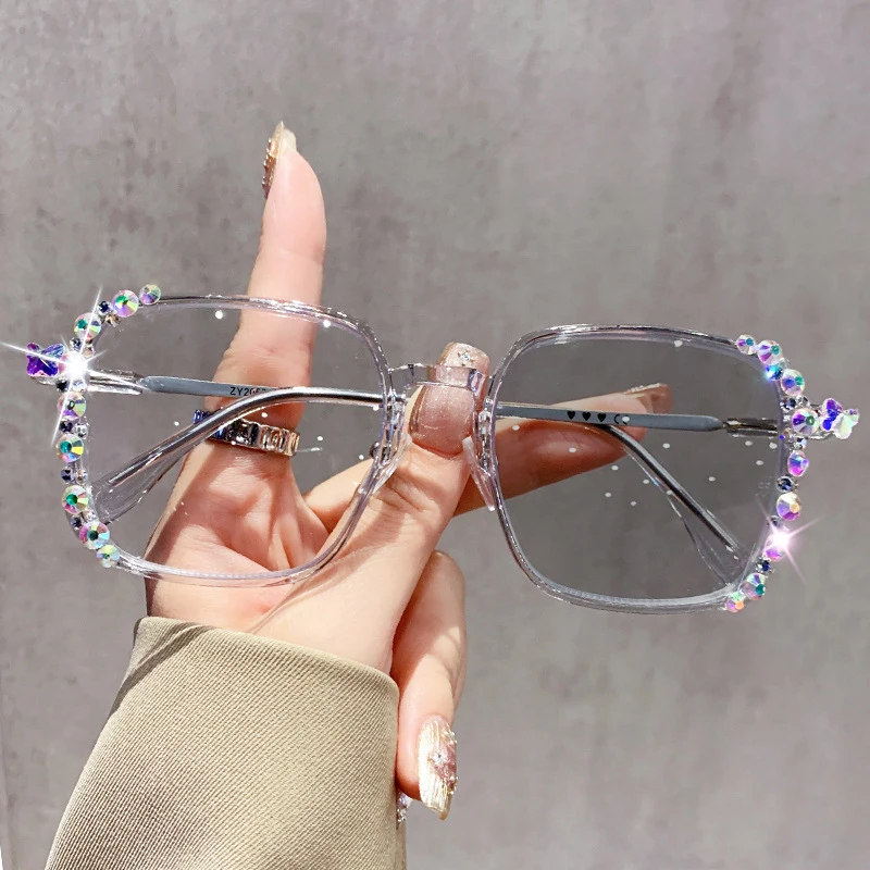 Lunettes de myopie à couleur changeante, bijoux en diamant, lunettes photochromiques haut de gamme pour femmes, moins dioptrie