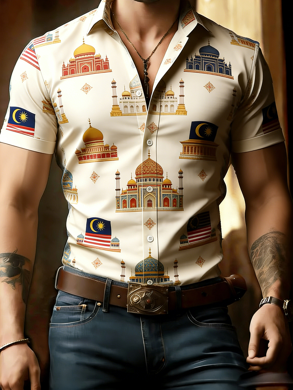 Chemise Hawaïenne Décontractée pour Hommes, Nouvelle Mode Musulmane, Motif Imprimé 3D Multicolore, Vêtements d'Affaires Simples pour Hommes