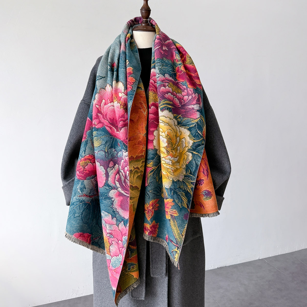 Écharpe chaude en cachemire pour femme, châle imprimé Floral, couverture épaisse de luxe, Bufanda Pashmina, Poncho de voyage, étoles, nouvelle collection hiver