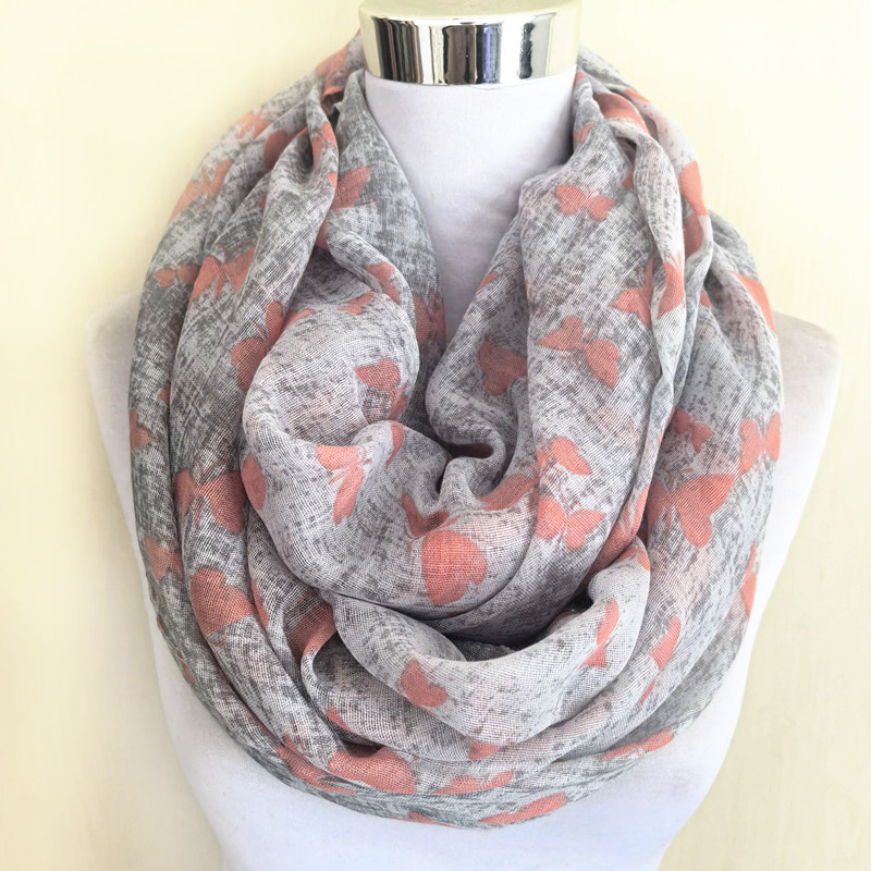 Nouveauté mode imprimé animal anneau écharpe papillon dames foulards Pashmina femmes foulards papillon offre spéciale infini écharpe