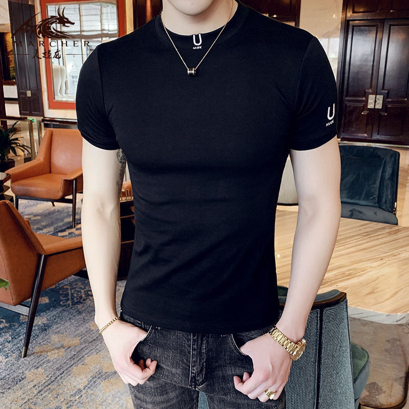 T-shirt noir pour homme, vêtement simple, Streetwear, slim, Muscles, Gym, homme ordinaire, Cool, ample, esthétique, Xl, vente en gros