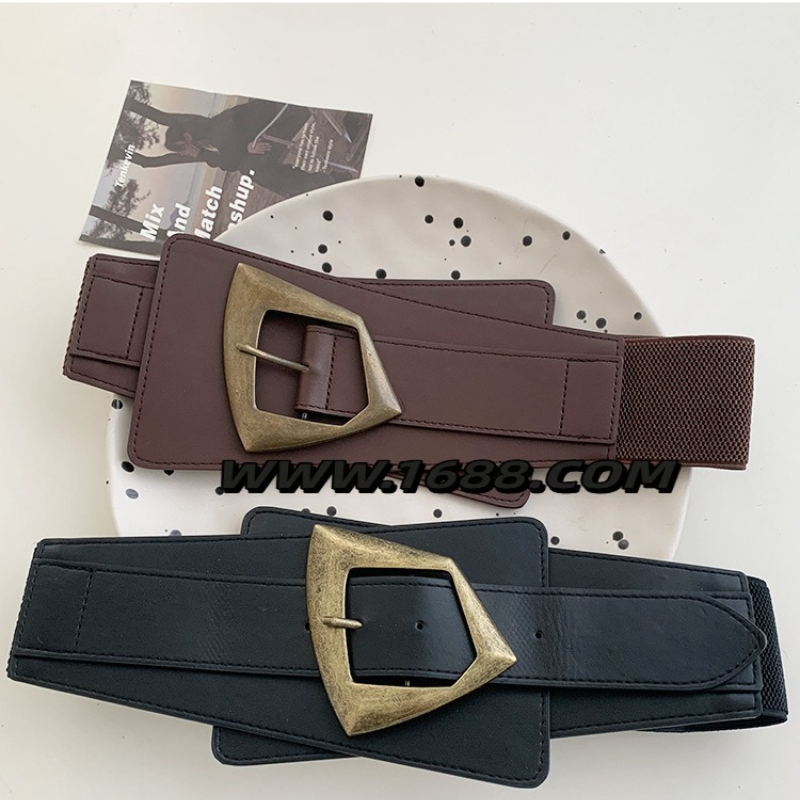 Ceinture pour femme, ceinture marron pour femme, ceinture large marron, ceinture rétro cintrée pour affiner la silhouette, à porter avec une jupe, accessoires pour jeans
