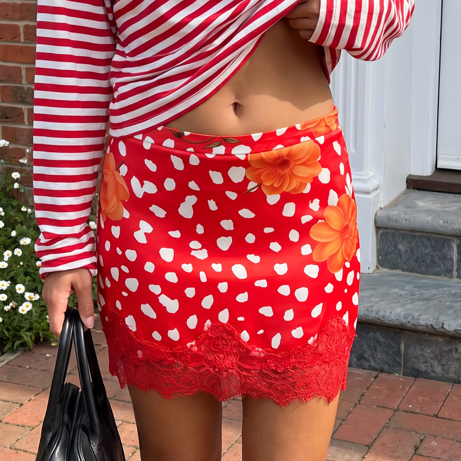 Jupe crayon mini moulante taille haute en satin avec dentelle pour femme, idéale pour les soirées, les clubs, le quotidien, style rétro, été
