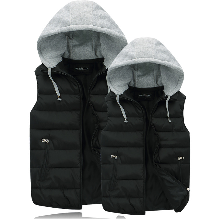 Manteaux décontractés à capuche pour hommes, gilet rembourré en coton, gilets à fermeture éclair, grande taille, veste sans manches
