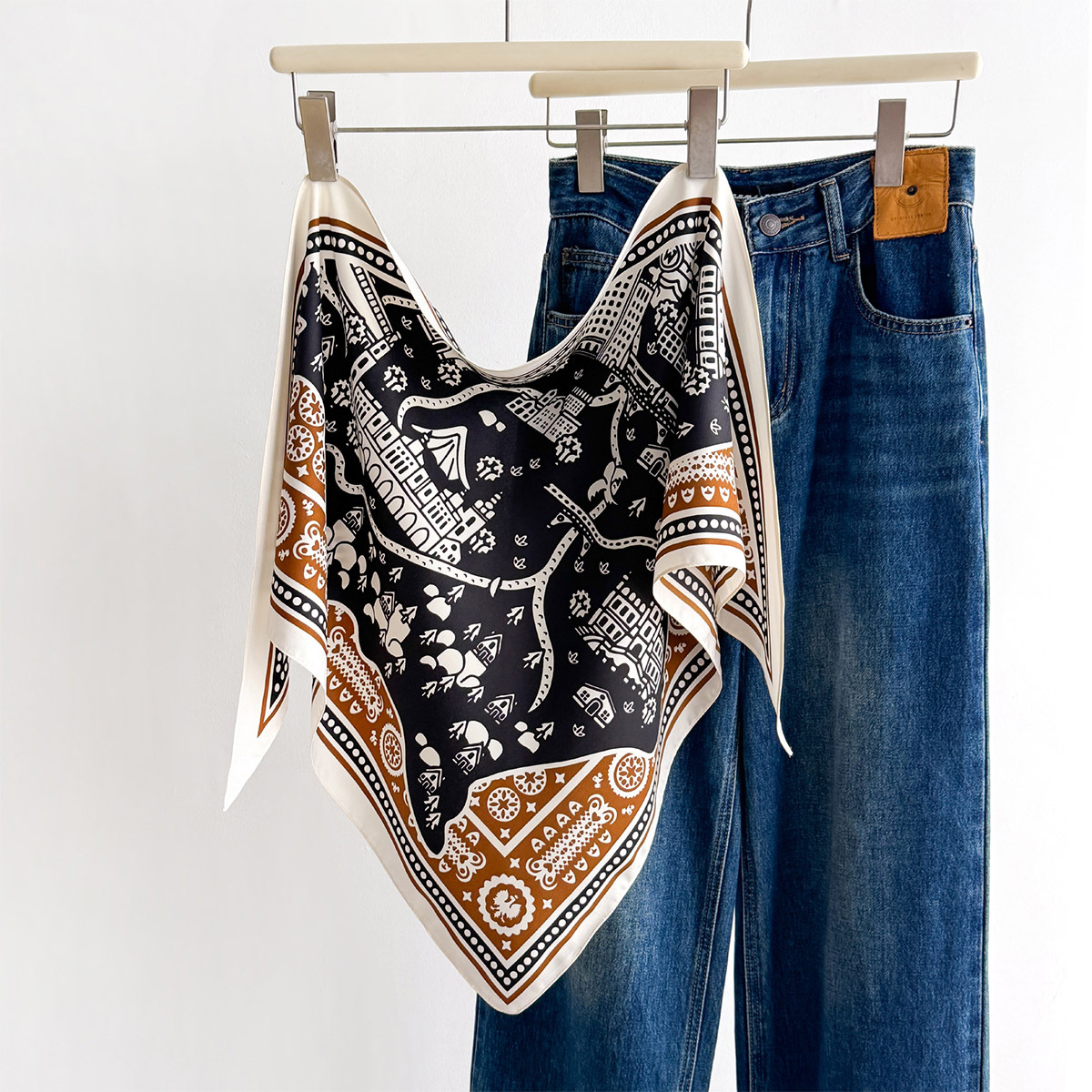 Écharpe carrée imprimée Paisley pour femmes, foulards en satin doux, bandanas, hijab de luxe, châle élégant