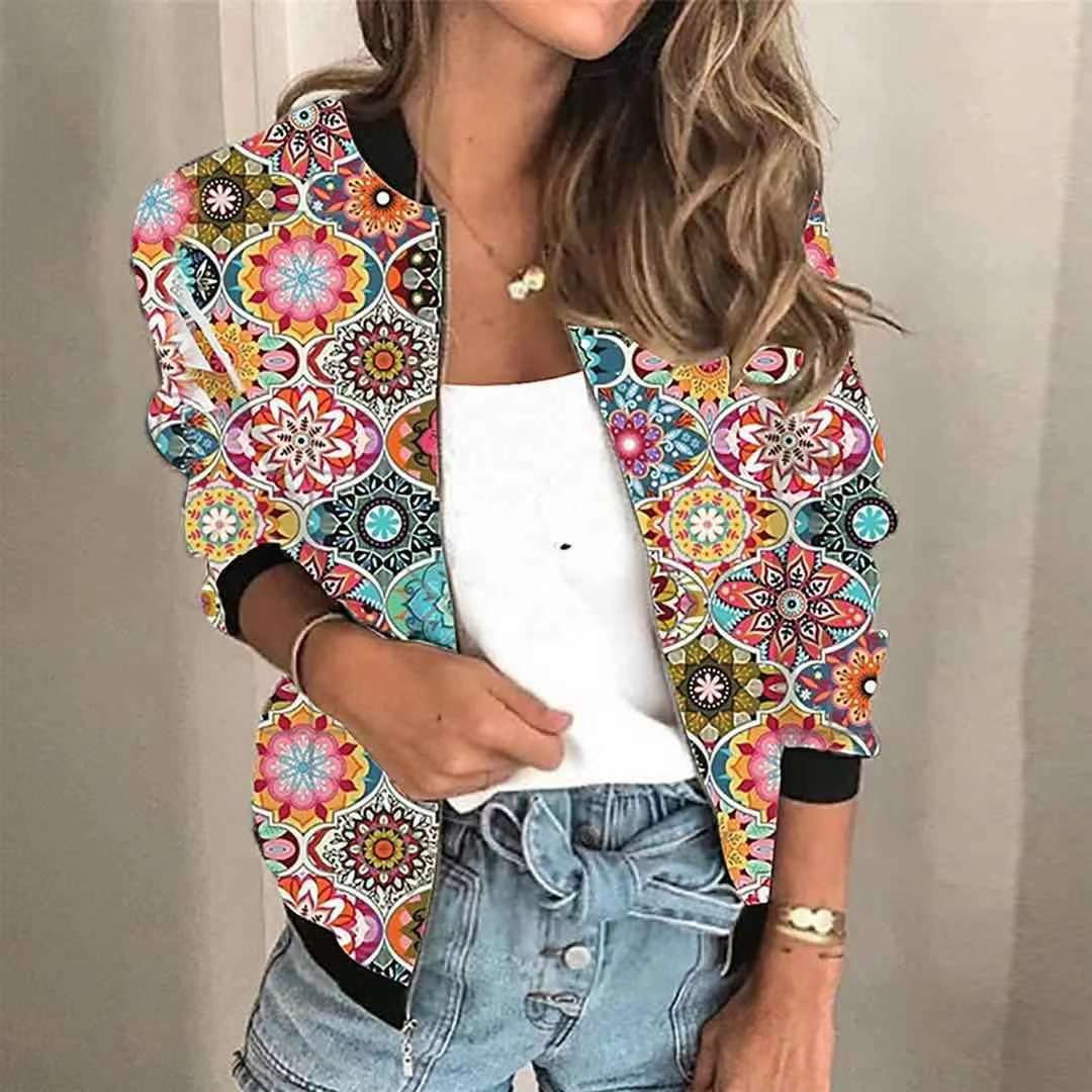 Veste à manches longues pour femme, version courte Chester, mode rétro décontractée, imprimé, tendance de la rue, extérieur, nouveau