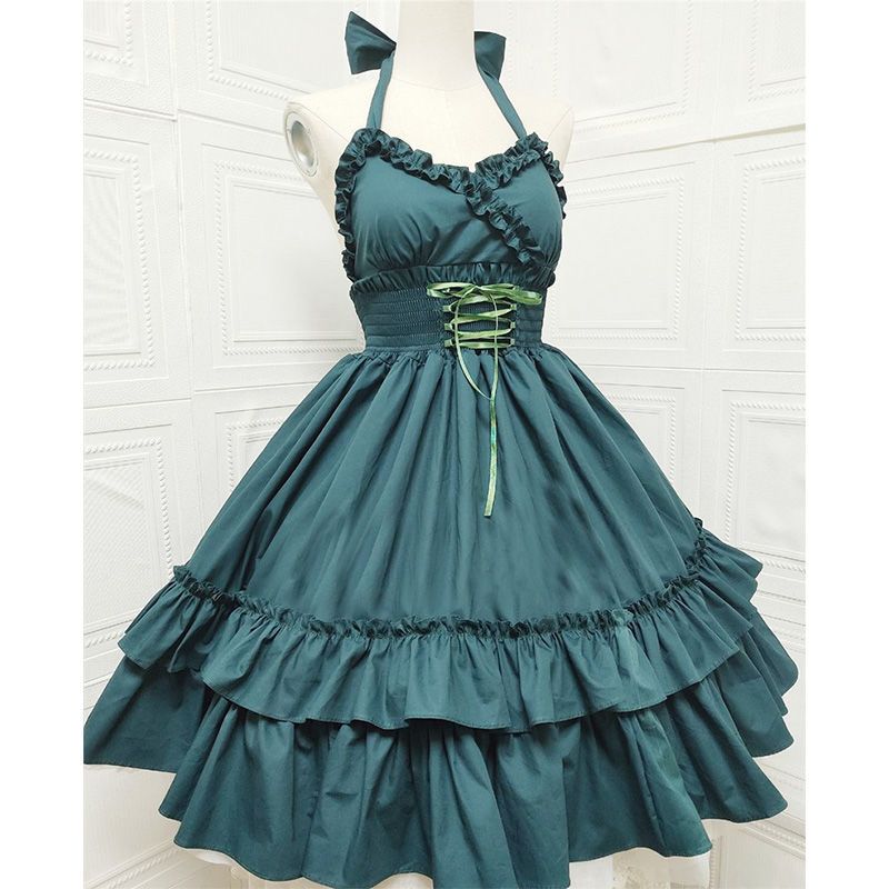 Robe mini sans manches en dentelle rouge bordeaux vintage pour femme, col nœud, taille haute, jupe à volants, élégante, style gothique lolita, pour fêtes