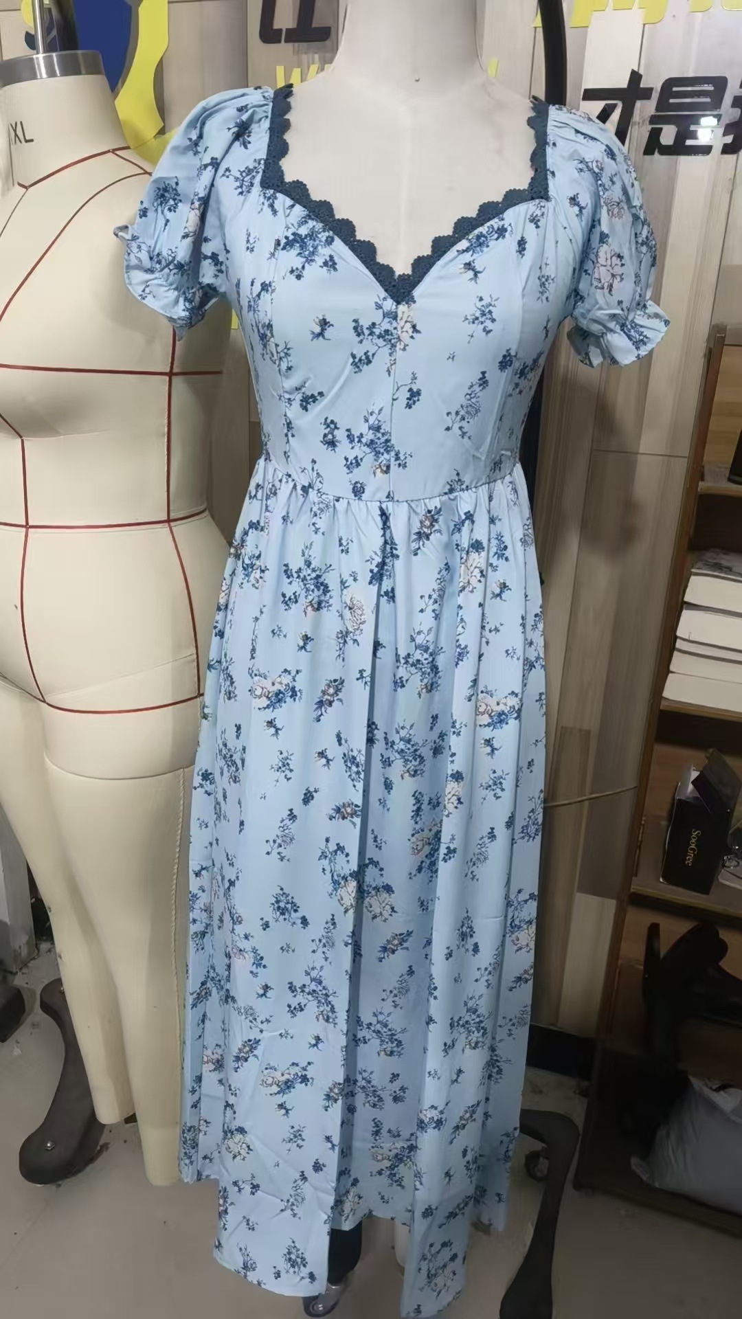 Robes pour femmes 2026, nouvelle collection, imprimé floral fin, col en V, manches bouffantes, robes longues bohèmes, vêtements pour femmes, vestidos.