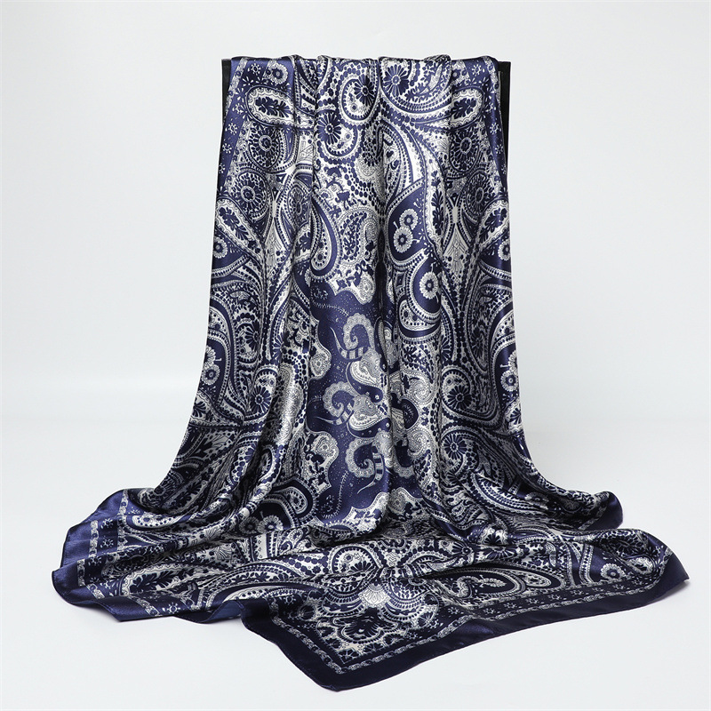 Écharpe carrée imprimée tendance pour femme 90*90cm, grands foulards en soie pour femmes, bandanas, châle de plage de luxe, enveloppes pour femmes, hijab, foulard