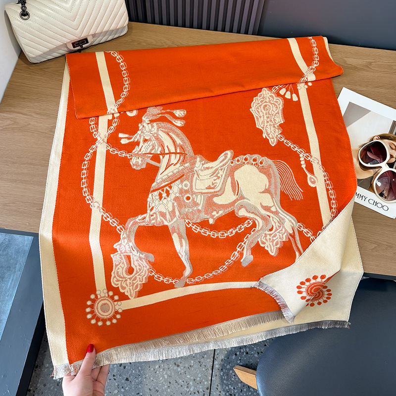 JOHorse-Écharpe Chaude en Cachemire, Pashmina Optique, Châles et oh Bufanda, Foulard de la raq, Design, 2024