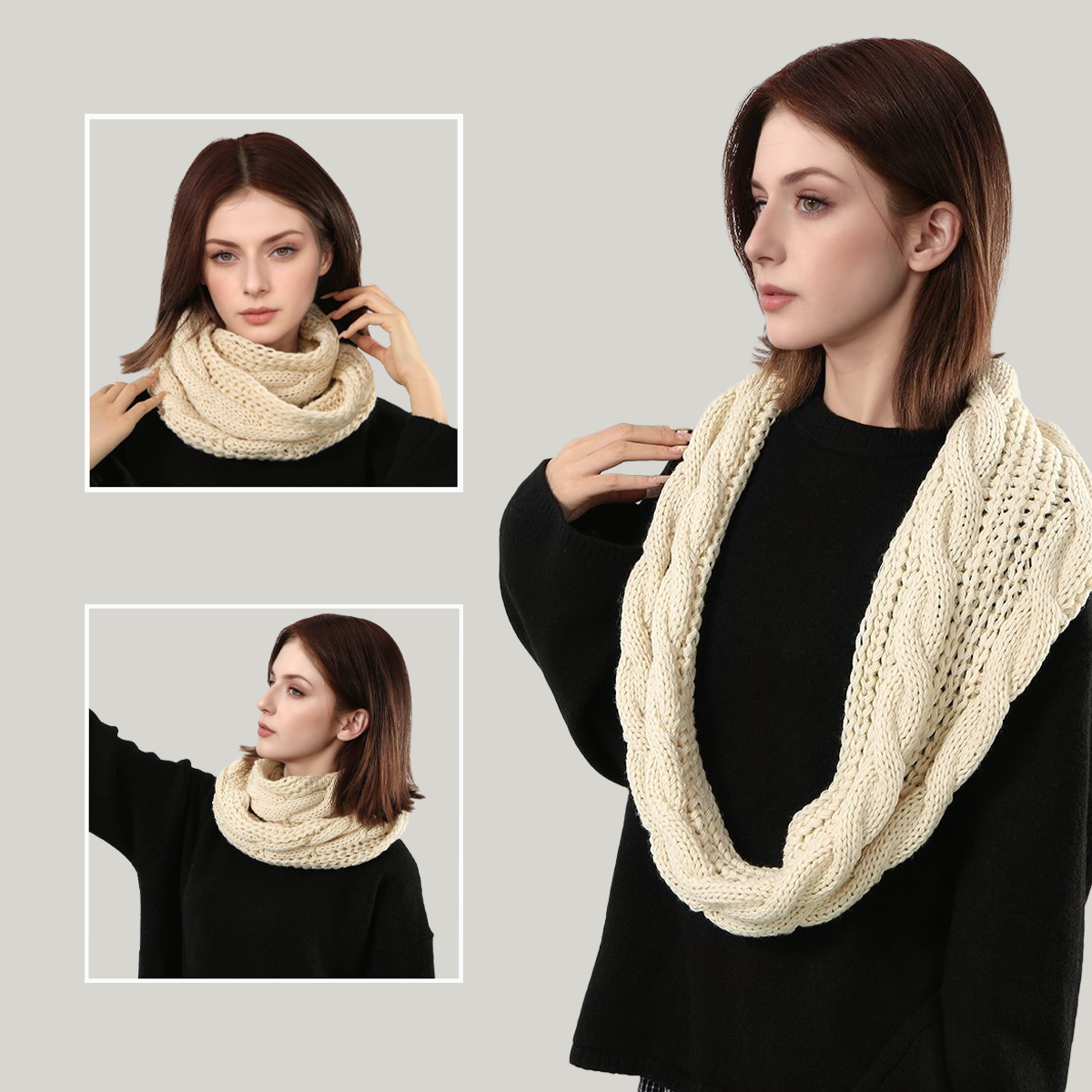 Polyvalent cou plus chaud solide cercle boucle Sccarf nouvel hiver tricoté anneau écharpe femme hommes épais foulard coupe-vent silencieux écharpe