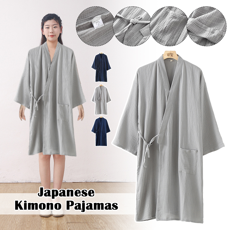 Kimono de Samouraï Traditionnel Japonais en Pur Coton pour Homme, Robe de Nuit, Tenue de Sauna, Longue, Tenue de Maison
