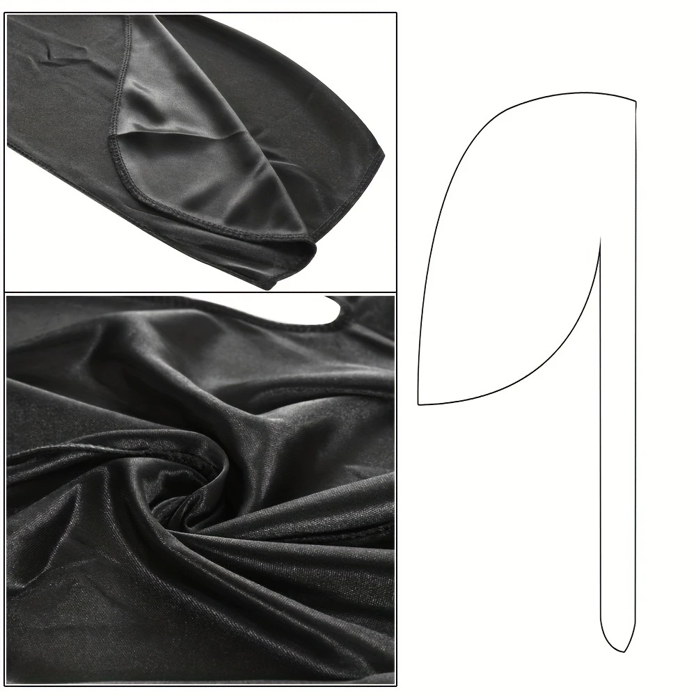 Bonnet Durag en soie pour hommes, Bandana soyeux Du Rag Doo Rag, casquette à longue queue ondulée