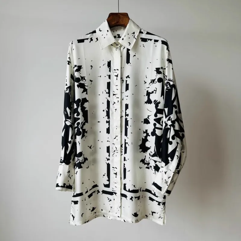 Chemisiers en satin vintage pour femmes, College coréens, manches longues, col polo en Y, chemises pour femmes, printemps, été, ventes