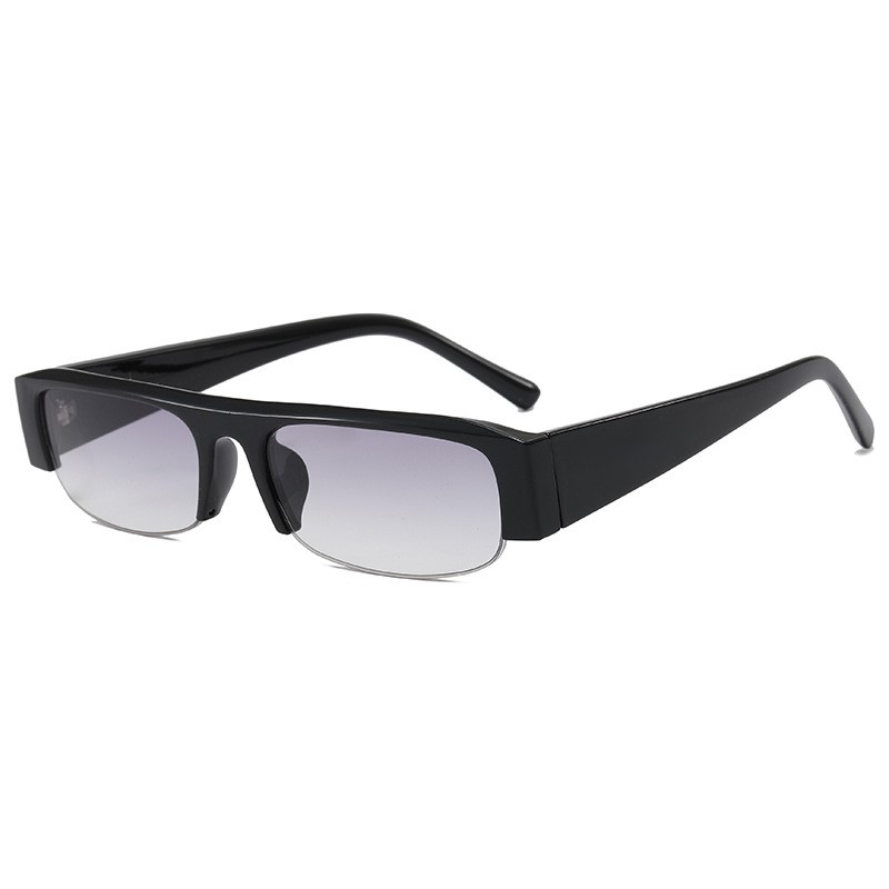 Lunettes de soleil rectangulaires vintage pour femmes, design de marque tendance, verres dégradés, lunettes de soleil pour hommes, demi-monture, protection UV400