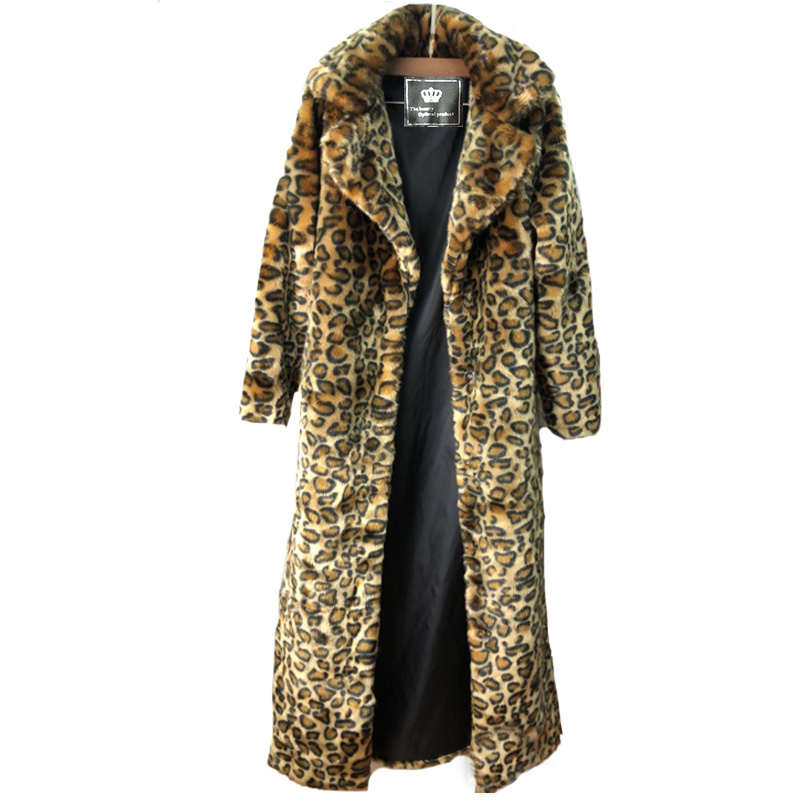 Manteau en fourrure de léopard pour femmes, manteau en fourrure de vison, long, à la mode, haut décontracté, Europe et amérique, ample, grande taille, coupe-vent chaud