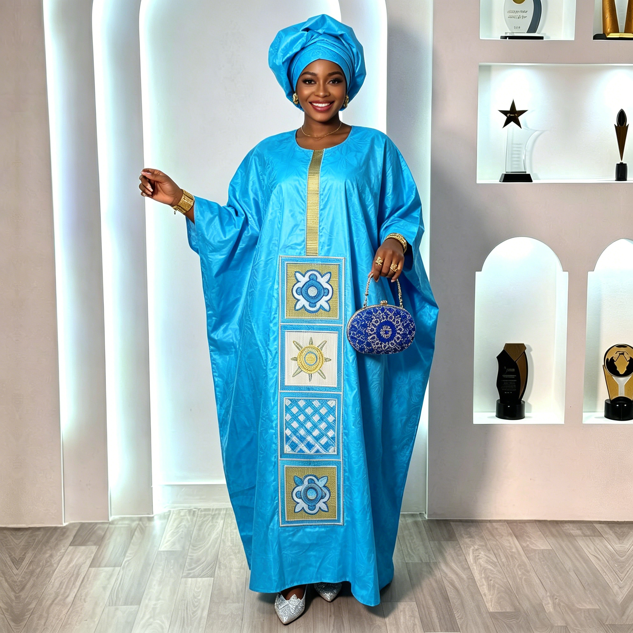Tenue africaine pour femmes, abaya brodée, grande taille, robe élégante pour fêtes et églises