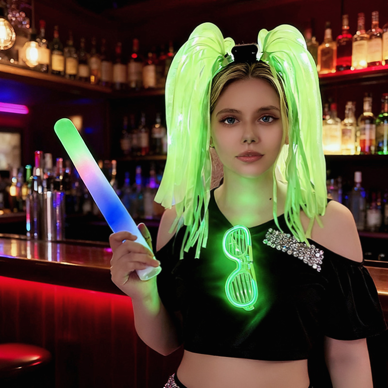Accessoires de Cosplay pour enfants et adultes, bandeau de nouilles lumineux, bandeau de cheveux de carnaval d'anniversaire, Costume de Festival de fête, perruque de Cosplay d'halloween