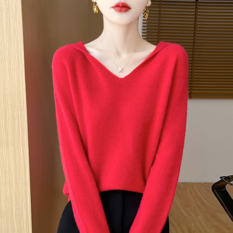 Femmes automne hiver vêtements col à capuche pull 100% laine mérinos pull nouvelle mode cachemire hauts bas tricots doux