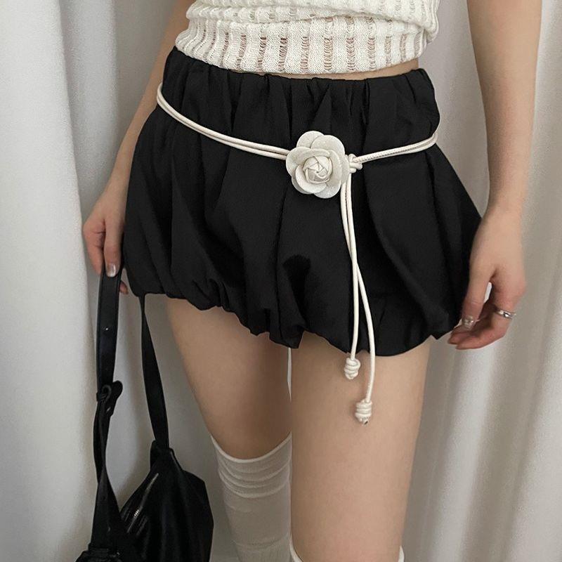 Chaîne de taille en corde de cuir pour femmes, fleur de camélia, ceinture fine, nœud doux, vêtements à la mode, robe, ceintures décoratives