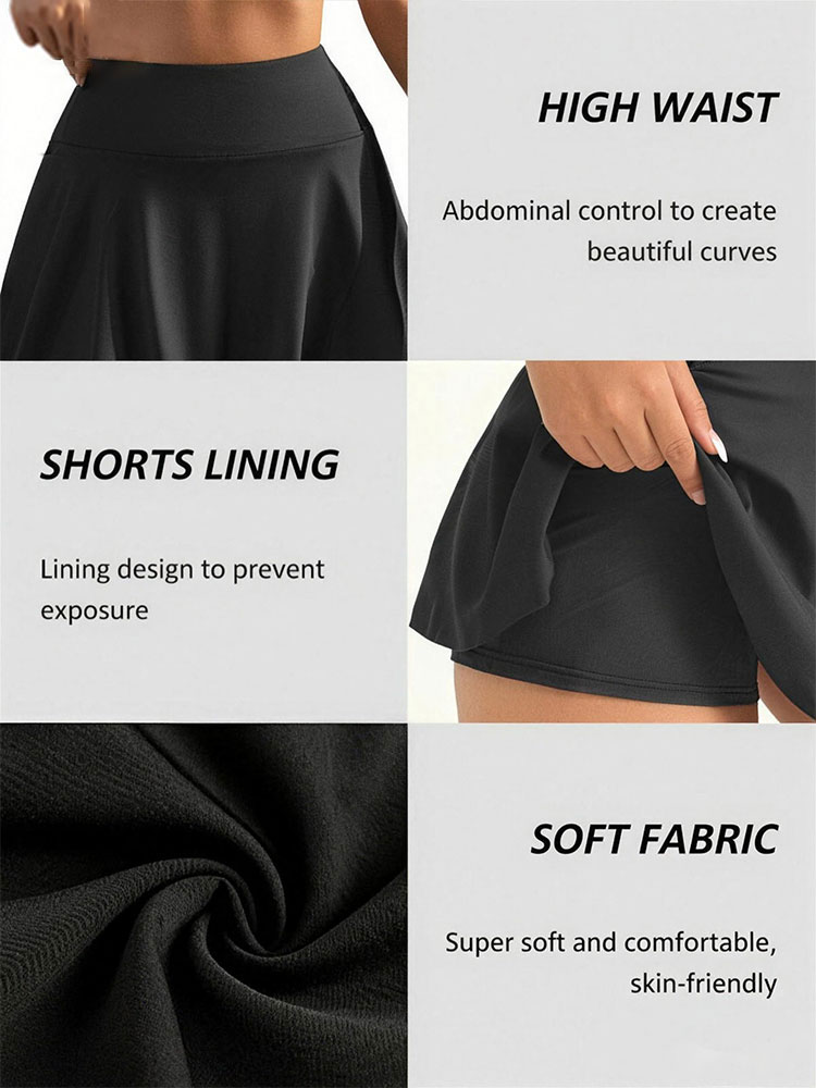 Tenue de yoga et de tennis pour femmes, jupe de sport taille haute, nouveau style d'été, séchage rapide, jupe trapèze, adaptée pour la course à pied et l'entraînement