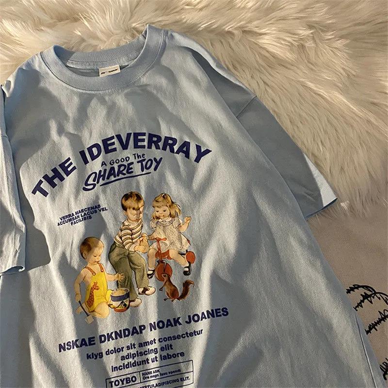 T-shirt à manches courtes pour femmes, chemise imprimée Love Ins, étudiant coréen, été, nouveau, 2021