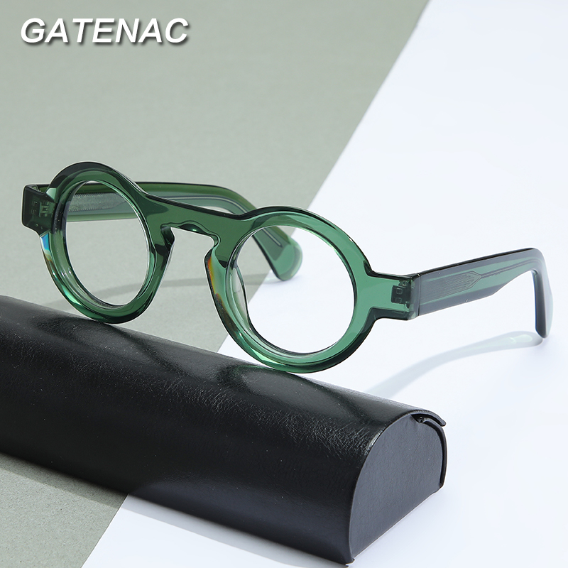 Acétate optique lunettes cadre hommes rond rétro myopie lunettes de Prescription femmes marque de luxe à la main lunettes cadre lunettes