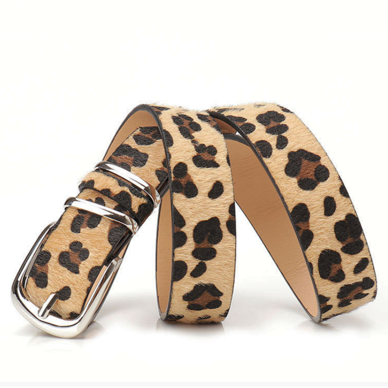 Ceinture imprimée léopard pour femmes, personnalisée, pour festival de musique, associée à une robe en jean, ceinture à boucle à aiguille