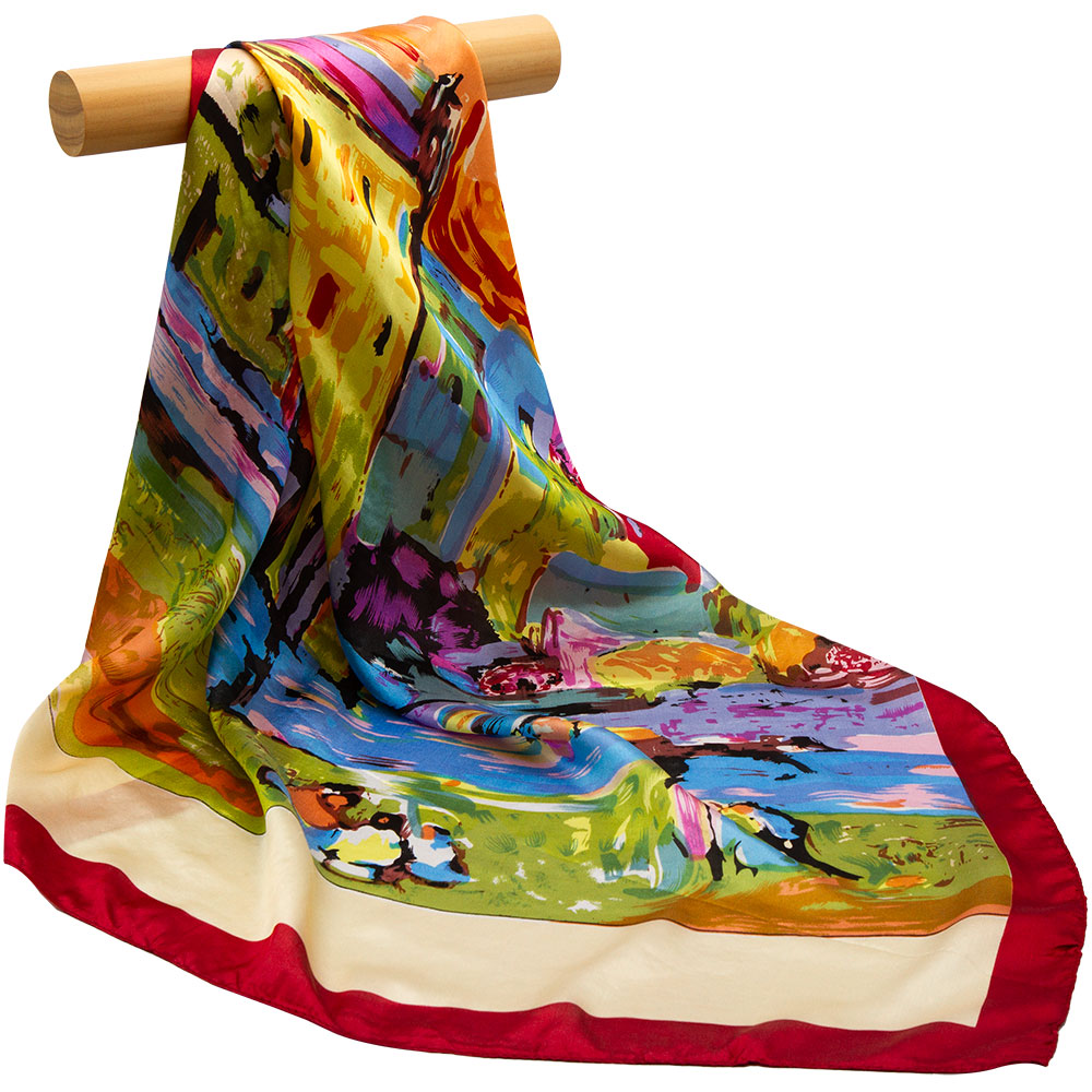 Injplanchers f carré naturel pour femme, Hijab de peinture célèbre, Foulard de la présidence, Cadeau rond chaud pour dame, Top 100% pur