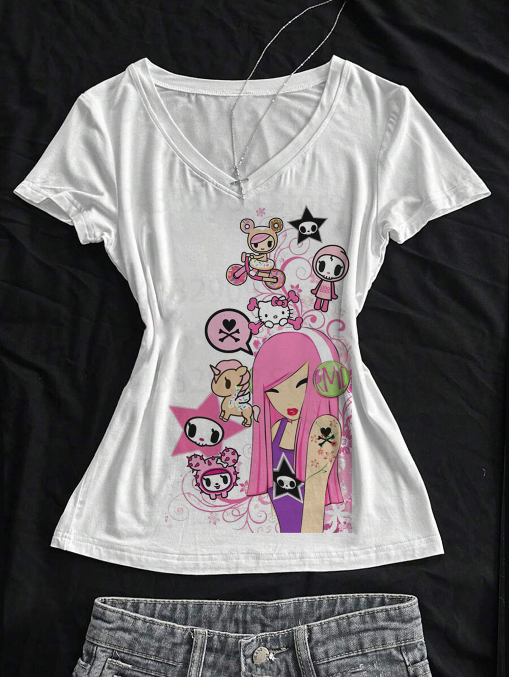 Vêtements pour femmes, t-shirts Kpop Y2k, hauts Kawaii, vêtements courts pour femmes des années 90, t-shirts graphiques vintage, vêtements féminins Emo