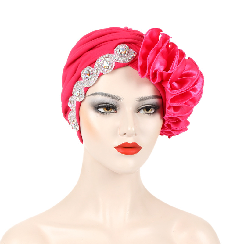 Turban Plissé à Volants en Satin pour Femme, Bonnet Africain Prêt à vitation, Équipement de Sauna, ixNigériane