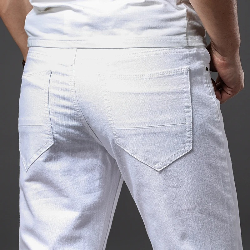 Hommes Slim blanc jean nouvelle élasticité mode décontracté classique doux marque d'affaires pantalon homme vêtements Stretch pantalon hommes jean