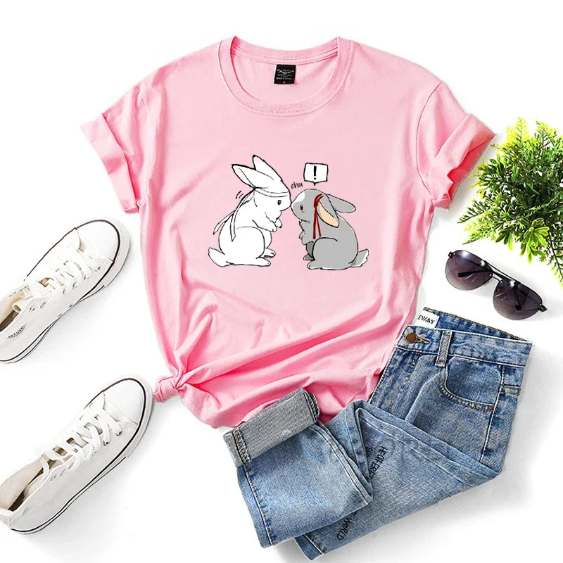 Wangxian Mo Dao Zu Shi t-shirts femmes dessin animé mignon les indomptées baiser lapins t-shirt Anime femme vêtements