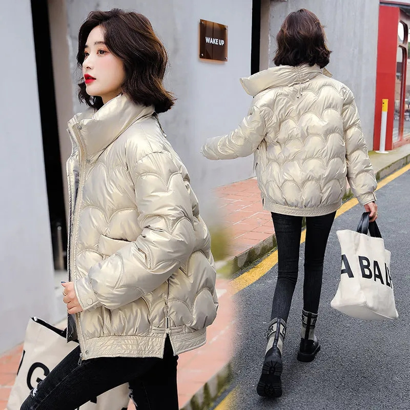 Doudoune brillante pour femme, manteau en coton rembourré, parkas optiques chaudes, vêtements d'extérieur pour femmes, hiver, nouveau, 2023