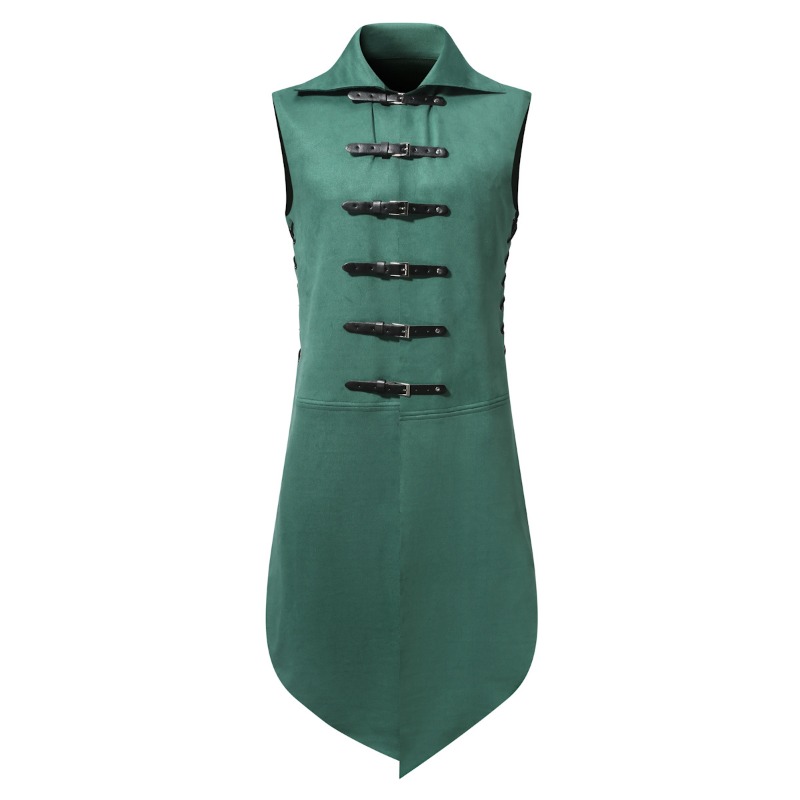 Tenue médiévale Waldelf Jerkin, gilet, manteau, tunique, Larp, sangle pour hommes, veste double, surcoat Ranger, Halloween, hauts elfe, Costume pour adultes