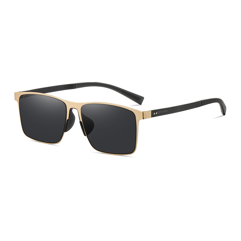 Lunettes de soleil polarisées carrées classiques pour hommes, verres en nylon HD, réduisent l'éblouissement, lunettes décontractées pour la conduite et les voyages