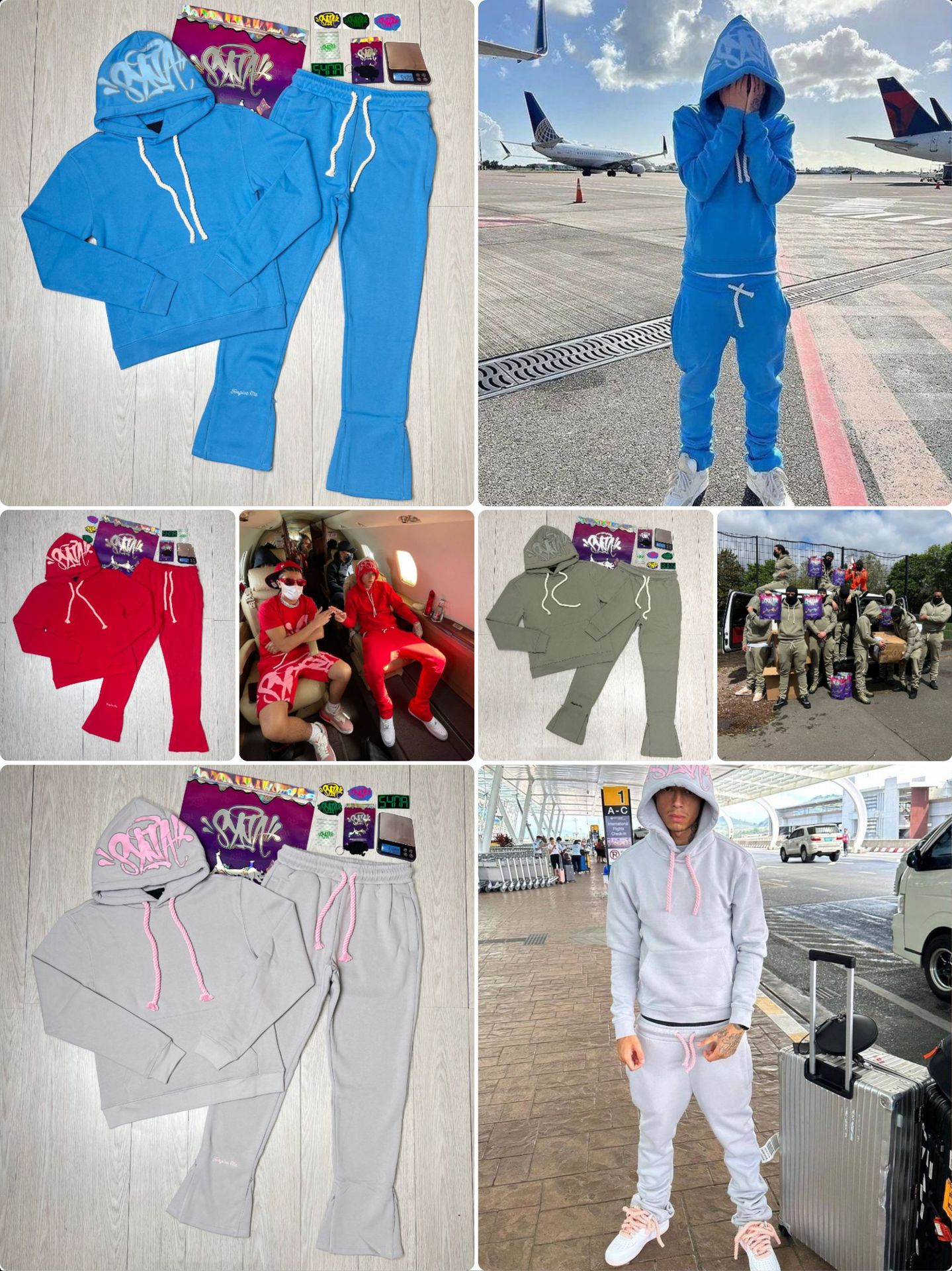 Ensemble de survêtement Synaworld tendance, hauts et pantalons longs en coton, automne-hiver, hip-hop, unisexe, sweat-shirt à capuche, pantalon de sport pour hommes et femmes