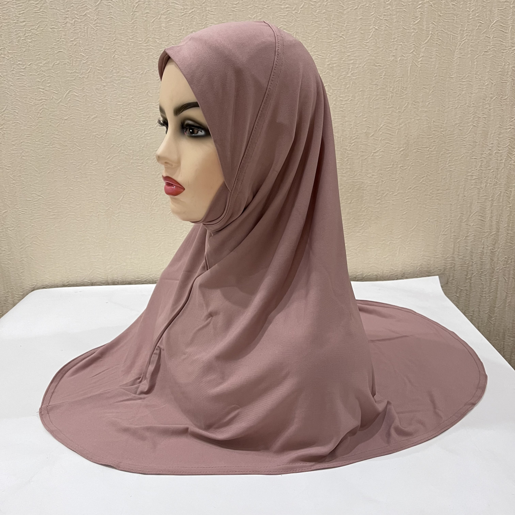 H302 adolescentes plaine hijab musulman avec partie de menton qualité supérieure amira tirer sur écharpe islamique vente chaude foulard ramadan prier chapeau