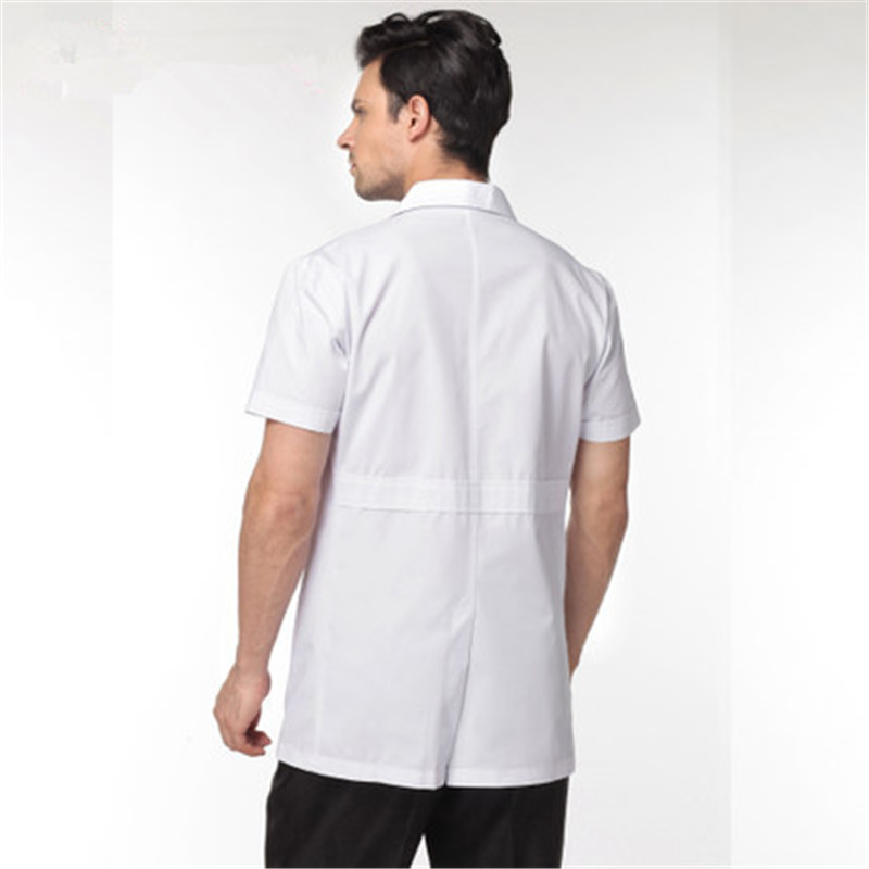 Manteau médical blanc pour hommes, uniforme de Services médicaux, vêtements d'infirmière, manteaux de protection de laboratoire en Polyester à manches courtes
