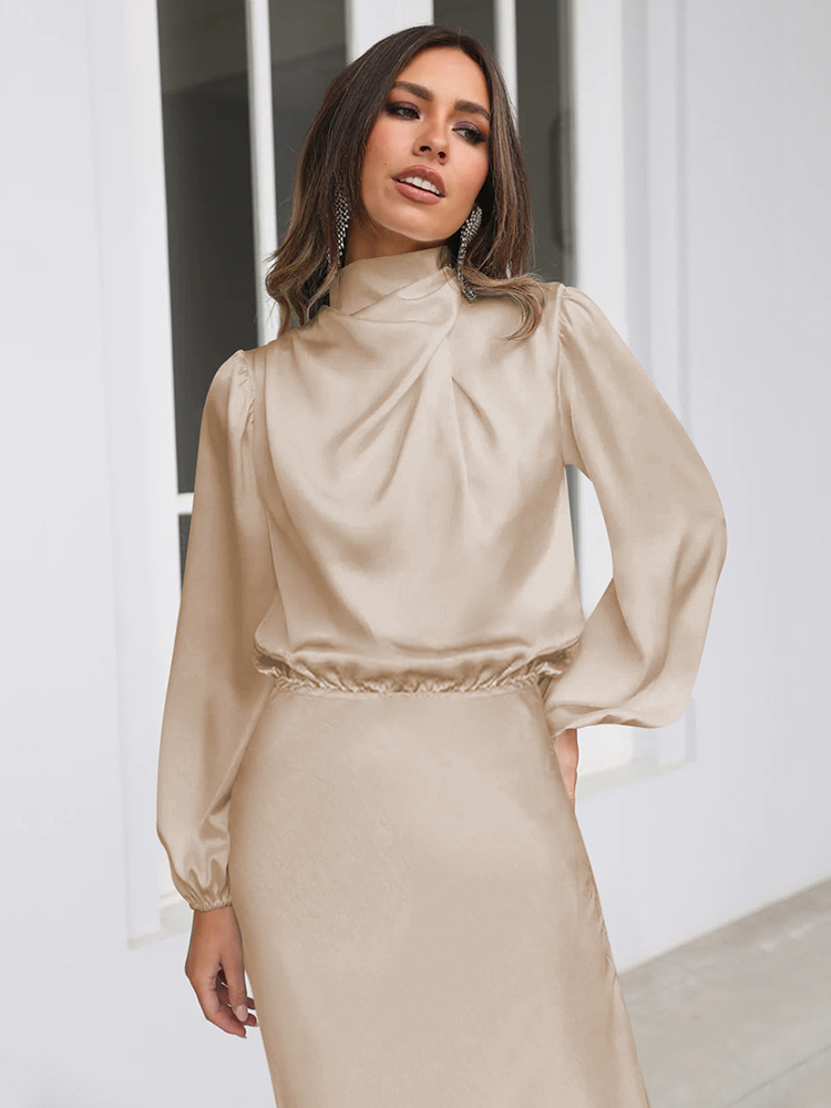 Robe de soirée en Satin à manches longues pour femmes, haut de gamme, élégante, vêtements de fête, robes de célébrités, nouvelle collection printemps été