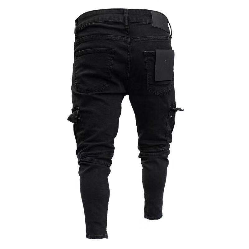 Mode Jean hommes marque vêtements pour hommes vêtements maigre mince Jean noir crayon pantalon homme Streetwear Fit Cargo Jean pour hommes
