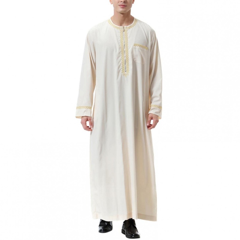 Nouvelle Robe Arabe Musulmane 2026 pour Hommes, Col Rond, Vêtement Islamique à Manches Longues, Confortable
