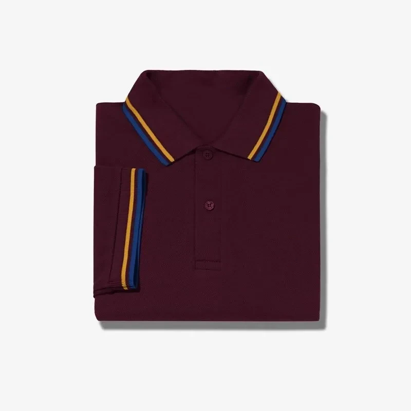 T-shirt britannique tendance, en coton à manches courtes, col à revers, rayé, coupe ajustée, haut décontracté pour le bureau