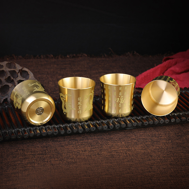Tasse à thé en laiton pour la décoration de la maison et du bureau, verres de bar anciens de la Chine, tasses à thé de la prairie pour les clics
