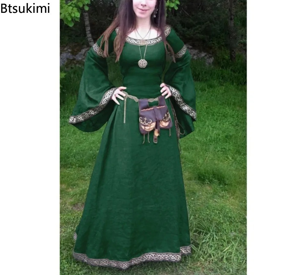 Costumes de Cosplay classiques médiévaux pour femmes, robes de fête de carnaval d'halloween, à manches longues, robes de la Renaissance du moyen âge