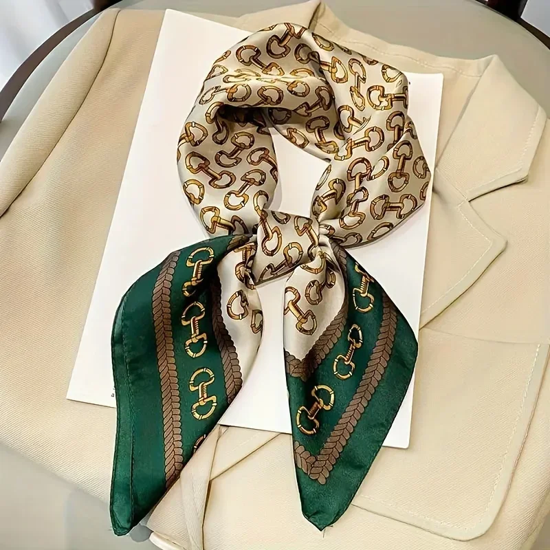 Écharpe carrée en Satin doux pour femmes, élégante, ronde verte à la mode, tissée douce, accessoire de mode, enveloppe de cou polyvalente