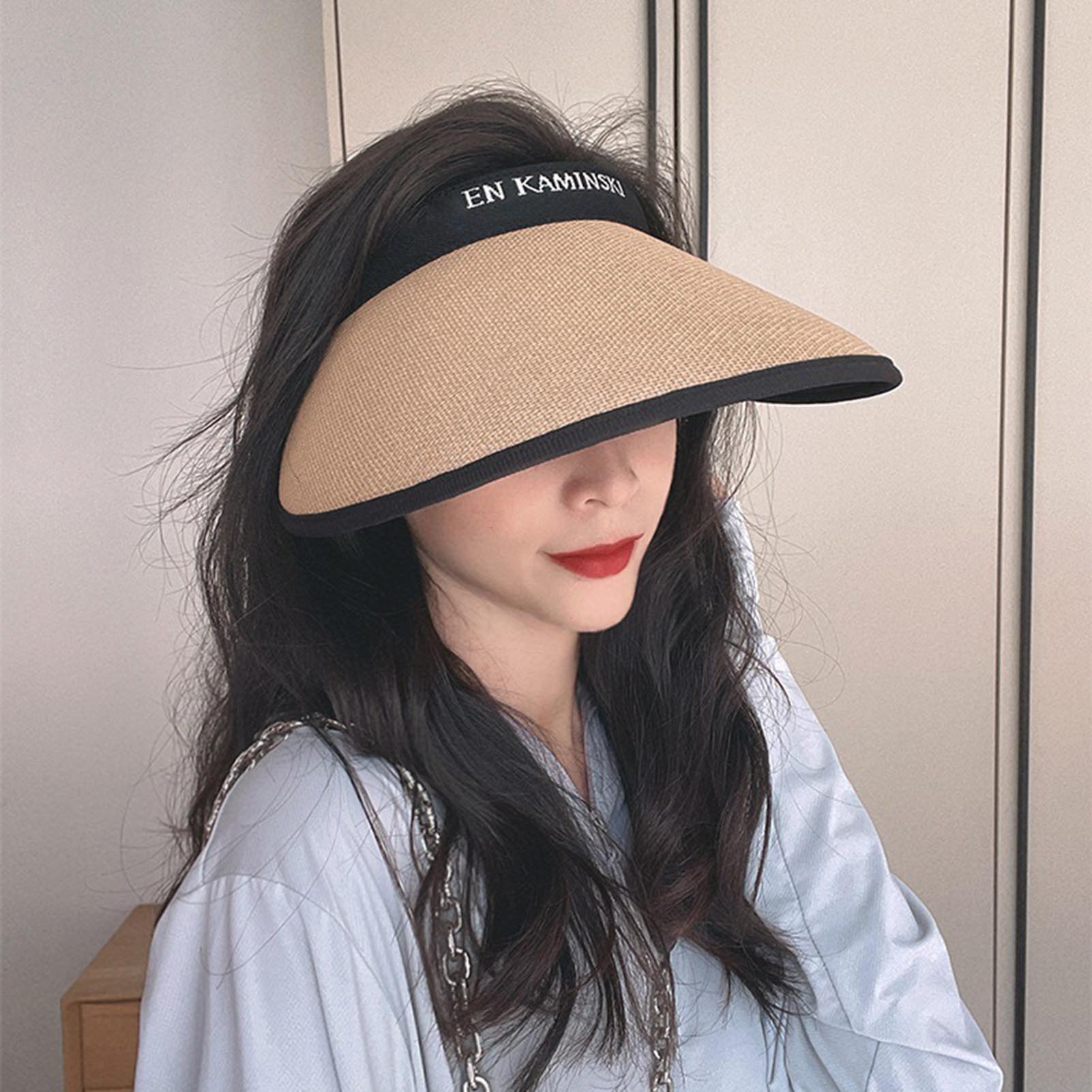 Chapeau pare-soleil à large bord pour femme, pare-soleil de voyage, de plage, décontracté, respirant, décor d'été