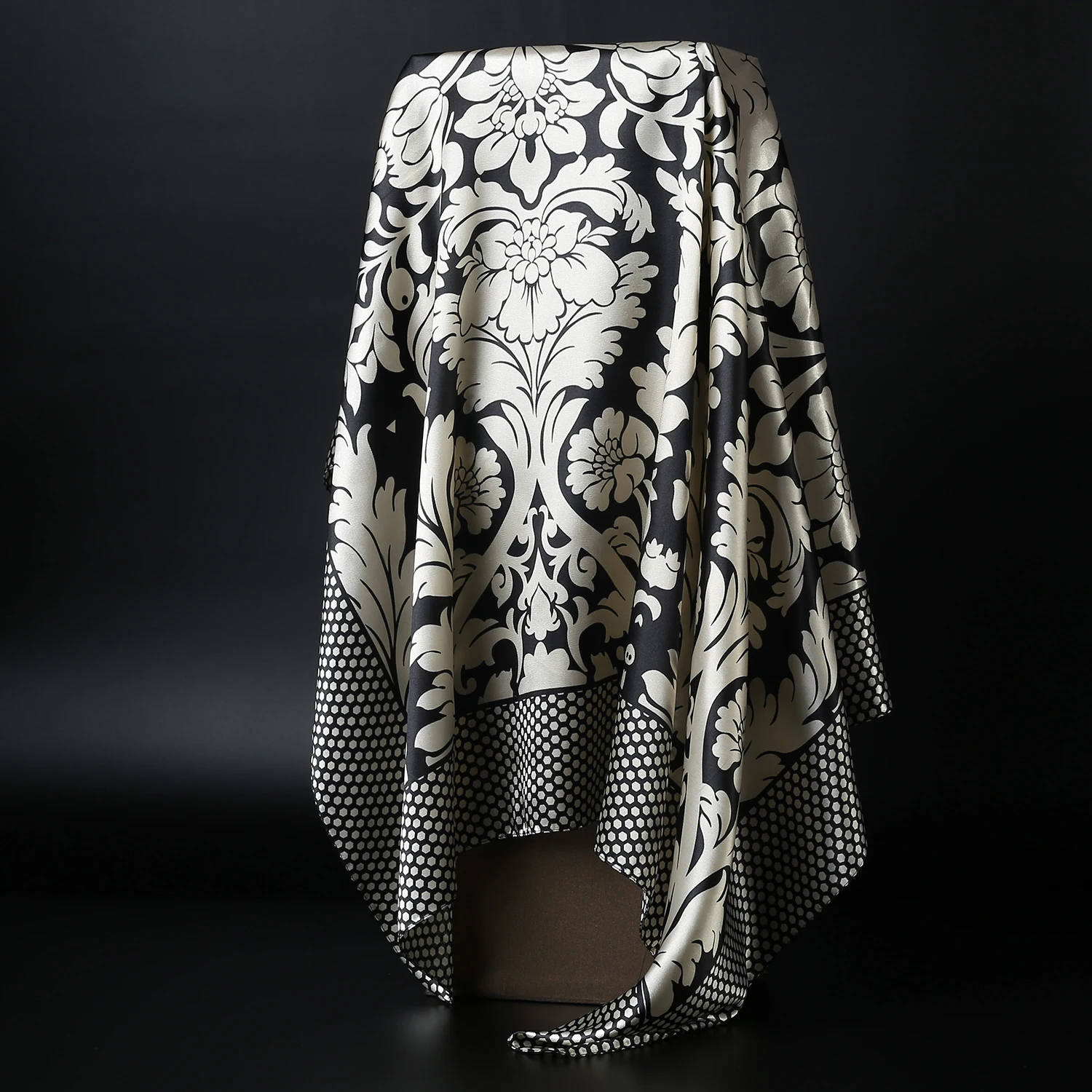 Foulard Hijab à la mode pour femmes, châles carrés, foulards de cheveux en Satin de soie pour femmes 90*90cm foulard Bandana pour la tête et le cou pour dames
