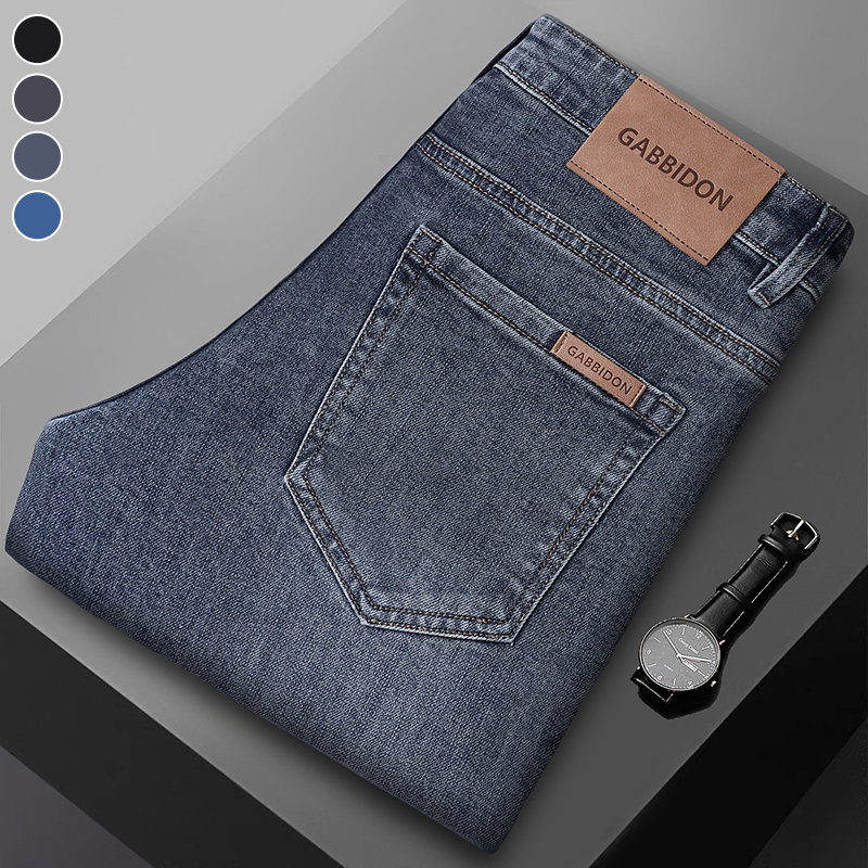 Nouveau jean droit pour homme, confortable, élastique, décontracté, pour le travail, coupe rétro, bleu, en denim délavé